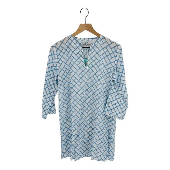 Charleston Shoe Co. NWT Blue Cotton Tunic Cover Up Resort Chic Style Size M - Picture 1 of 10